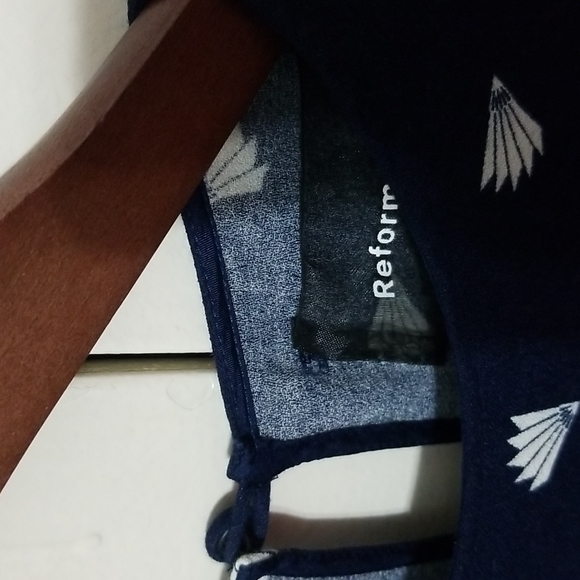 REFORMATION Navy Mini Dress with Fans - Picture 2 of 12